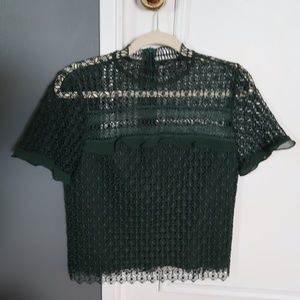 Zara Lace Blouse with Short Sleeves Size Small